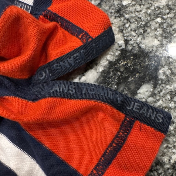 Y2K Tommy Jeans Polo Shirt Men's L Multicolor Vertical Stripe 90s Vintage Cotton - Picture 13 of 16